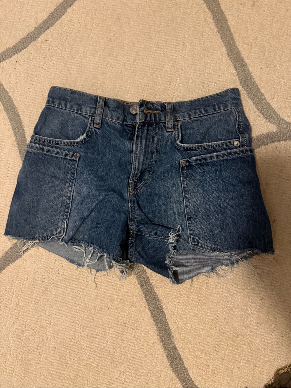 Frame Denim Dark Blue Raw Hem Cutoff Shorts